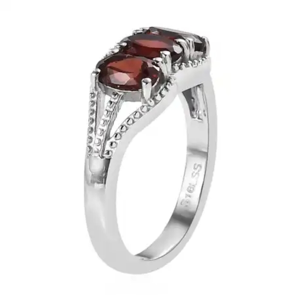 Mozambique Garnet 3 Stone Ring  and Pendant Necklace 20 Inches - Picture 4 of 7